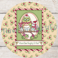 Christmas Wreath Sign - Owl Sign for Wreath - Owl Sign - Winter Wreath Signs - Candy Cane Sign - Christmas Signs - Christmas Holly