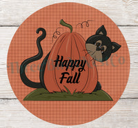 
              Happy Fall Sign - Cat Wreath Sign - Fall Welcome Sign - Fall Wreath Sign - Fall Pumpkin Sign - Pumpkin Sign - Harvest Sign
            