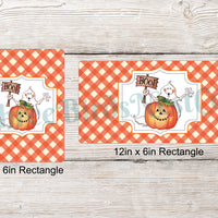 Boo Ghost on Gingham Halloween Sign