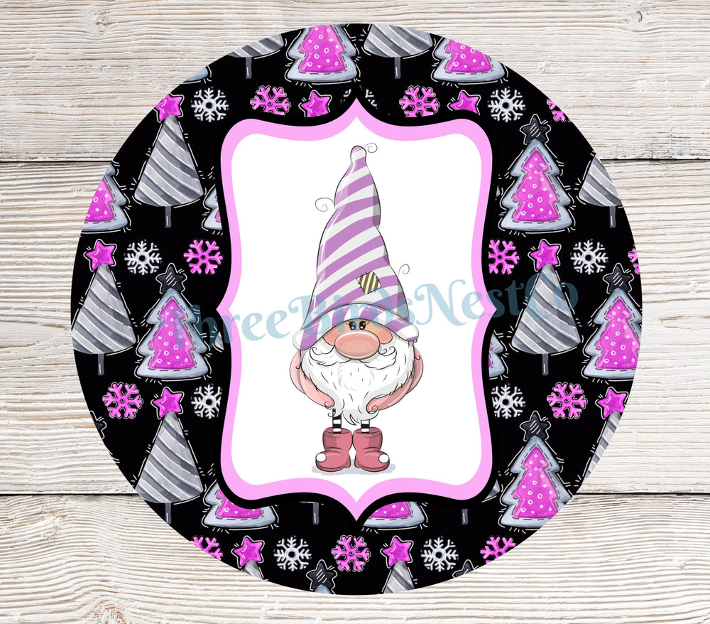 Pink Winter Trees Gnome Sign