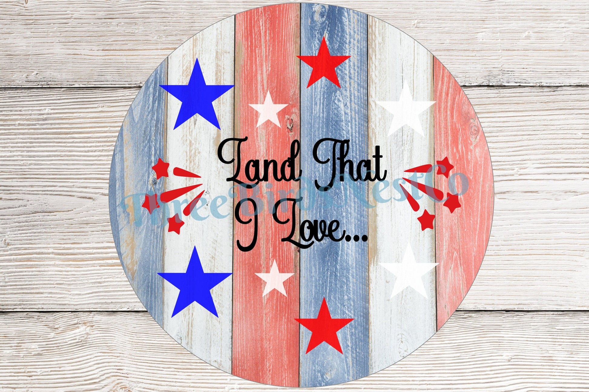 Patriotic Wreath Sign - Land That I Love Sign - Patriotic Welcome Sign - Patriotic Signs for Wreath - 4th of July Signs