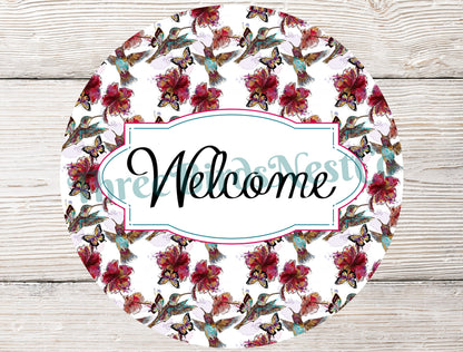 Watercolor Hummingbirds Welcome Sign