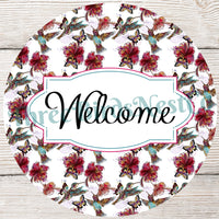 Watercolor Hummingbirds Welcome Sign