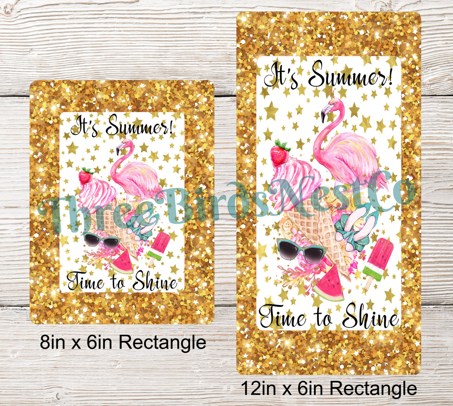 Summer Sparkle Flamingo Ice Cream Collage Sign