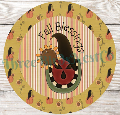 Fall Blessings Primitive Watermelon Sunflower Crow Sign