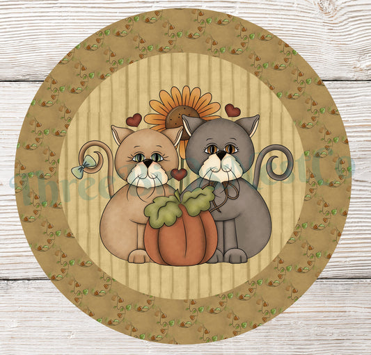Fall Cats with Pumpkin Sign