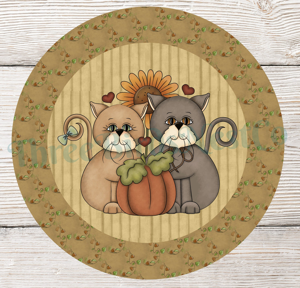 Fall Cats with Pumpkin Sign
