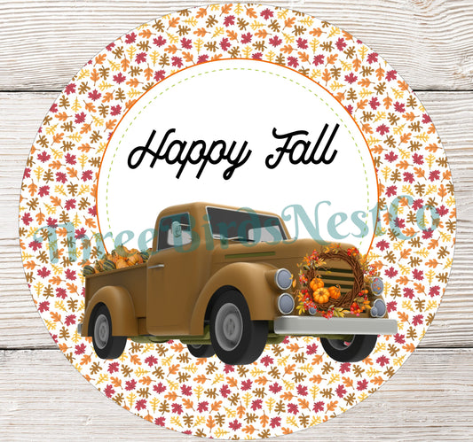 Happy Fall Brown Truck Sign