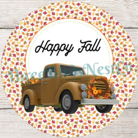 Happy Fall Brown Truck Sign