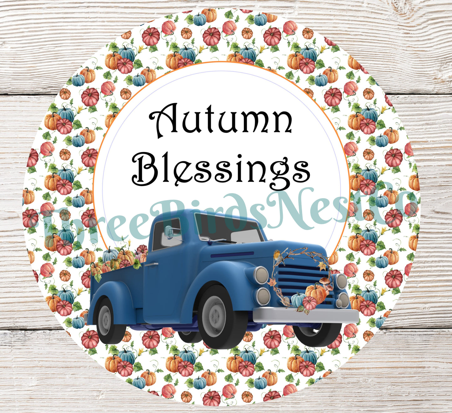 Blue Truck Autumn Blessings Sign