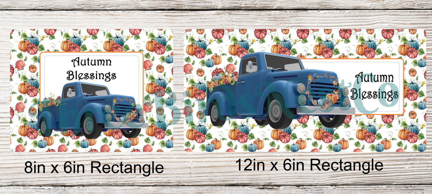 Blue Truck Autumn Blessings Sign