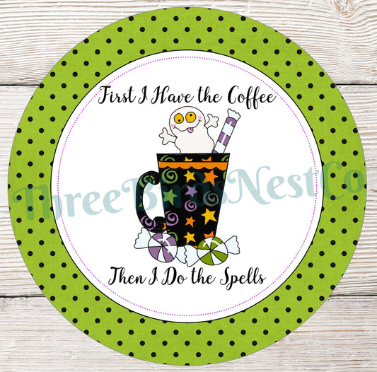 Halloween Signs - Halloween Wreath Signs - Ghost Sign - Halloween Ghost - Halloween Witch - Coffee Sign - Halloween Ghost