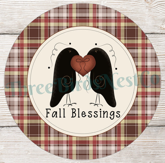 Fall Blessings Primitive Crows Sign