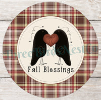 
              Fall Blessings Primitive Crows Sign
            