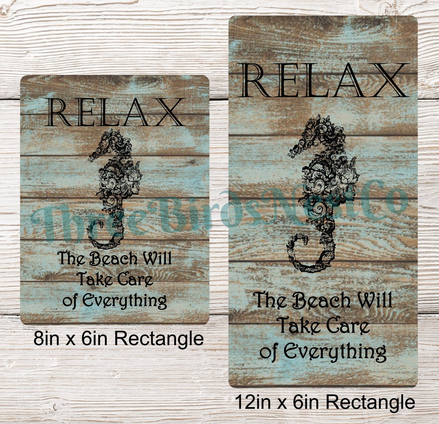 Relax Seahorse on Wood Sign
