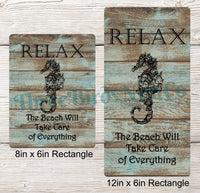 
              Relax Seahorse on Wood Sign
            