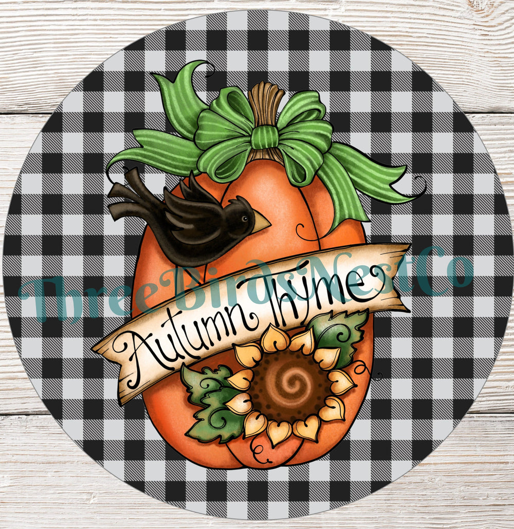 Autumn Thyme Pumpkin and Crow Sign