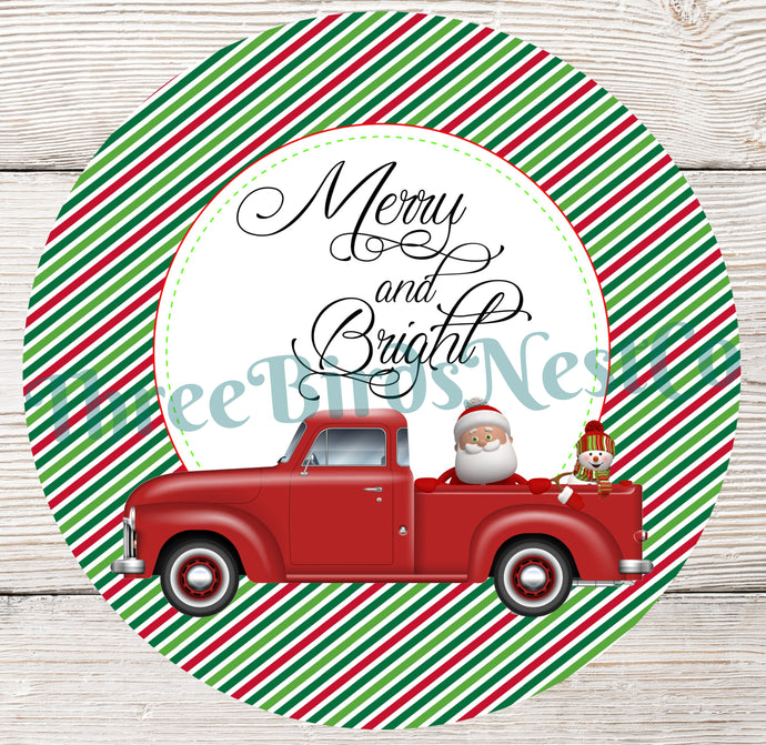 Christmas Truck Signs- Red Truck Sign - Christmas Wreath Signs - Merry and Bright Sign - Santa Sign - Snowman Sign