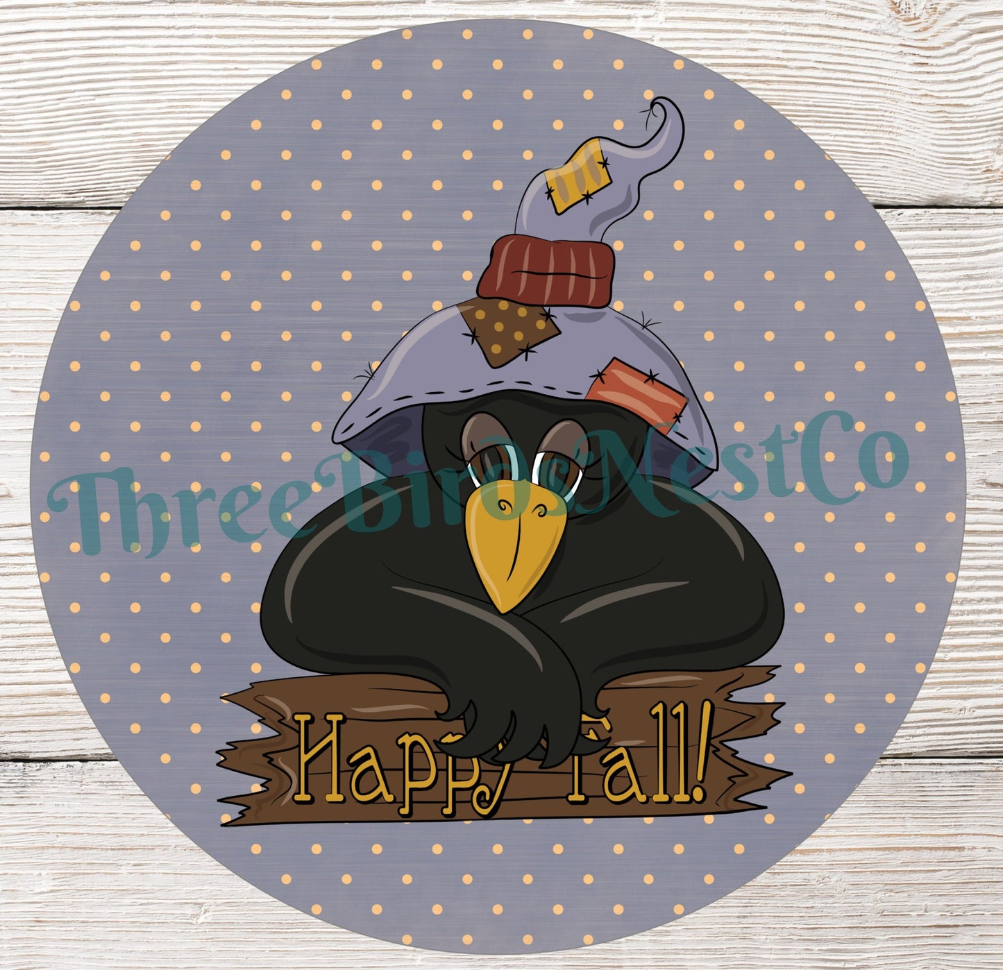 Happy Fall Denim Crow Sign