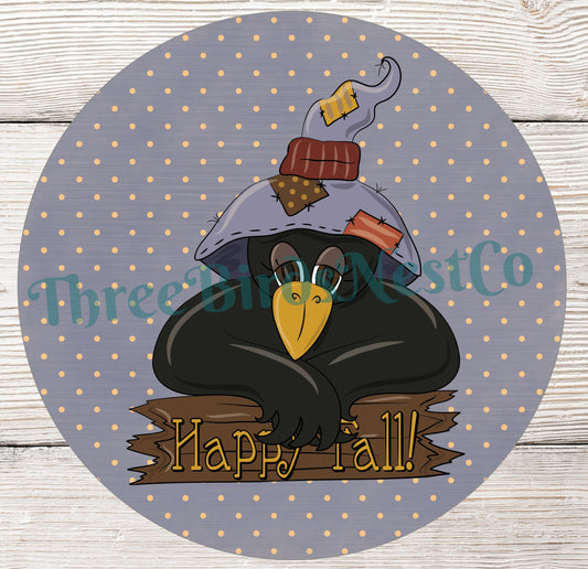 Happy Fall Denim Crow Sign
