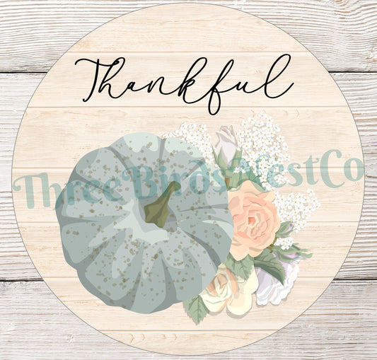 Thankful Blue Pumpkin Sign
