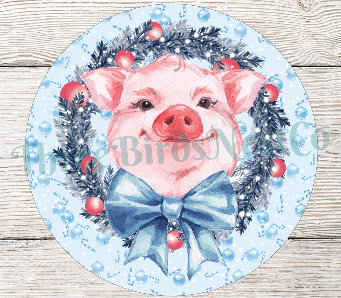 Christmas Wreath Pig Sign