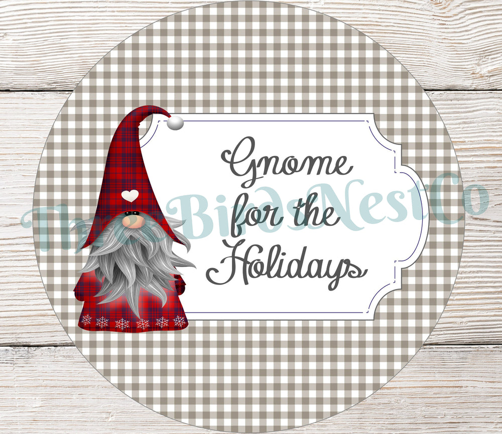 Gnome for the Holidays Plaid Gnome Sign