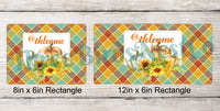 
              Welcome Pumpkins on Turquoise and Orange Plaid Sign
            