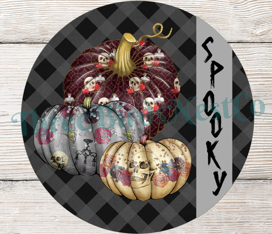 Spooky Halloween Painted Pumpkins Trio Sign
