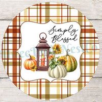 Simply Blessed Fall Pumpkins and Lantern Sign