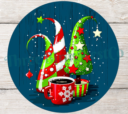 Bright Trees and Coffee Christmas Sign