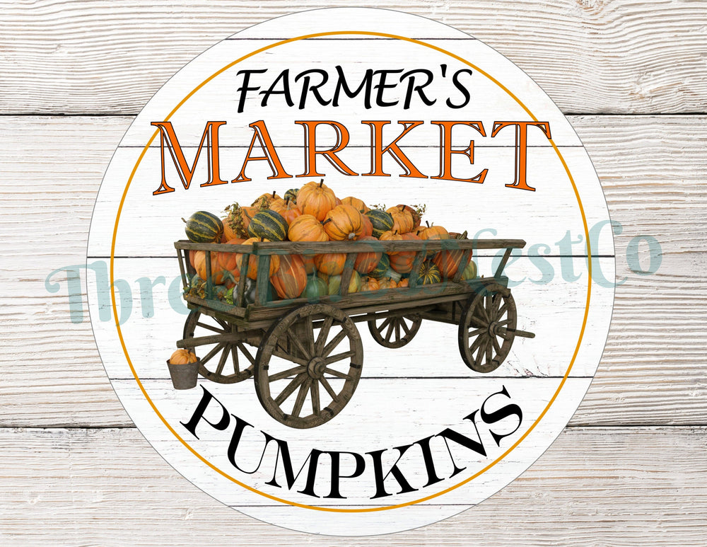 Farmers Market Pumpkins Wagon Sign
