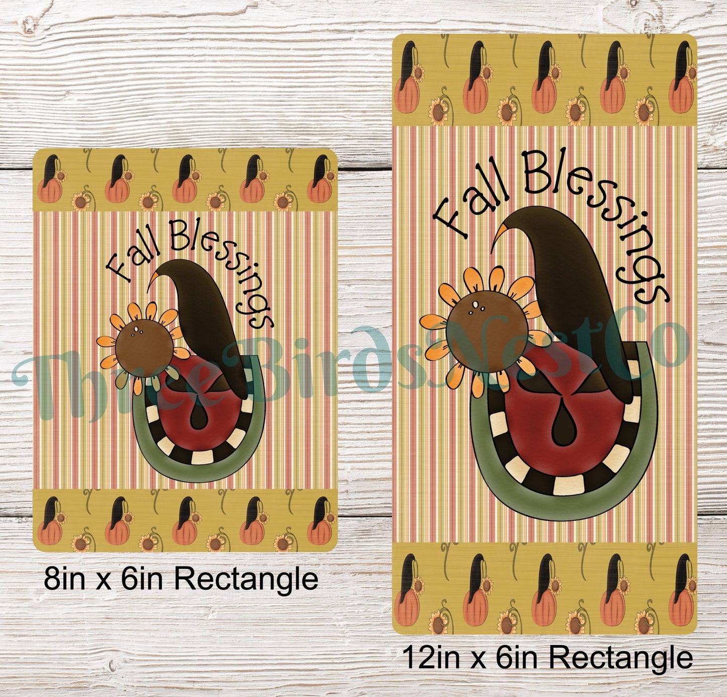 Fall Blessings Primitive Watermelon Sunflower Crow Sign