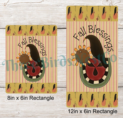Fall Blessings Primitive Watermelon Sunflower Crow Sign