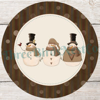 Primitive Snowman Trio Winter Sign