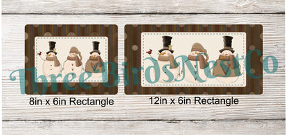 Primitive Snowman Trio Winter Sign