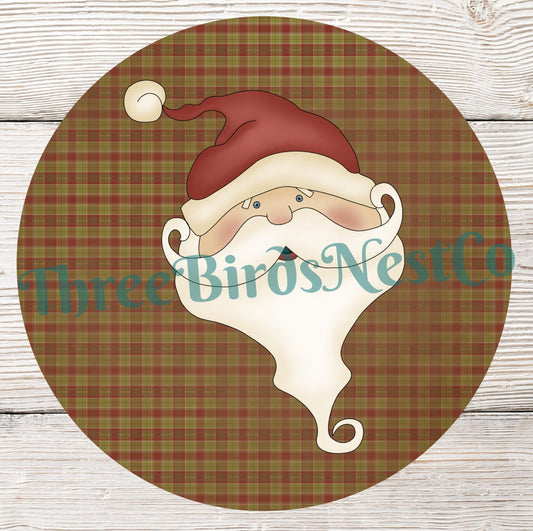 Primitive Santa Head Christmas Sign