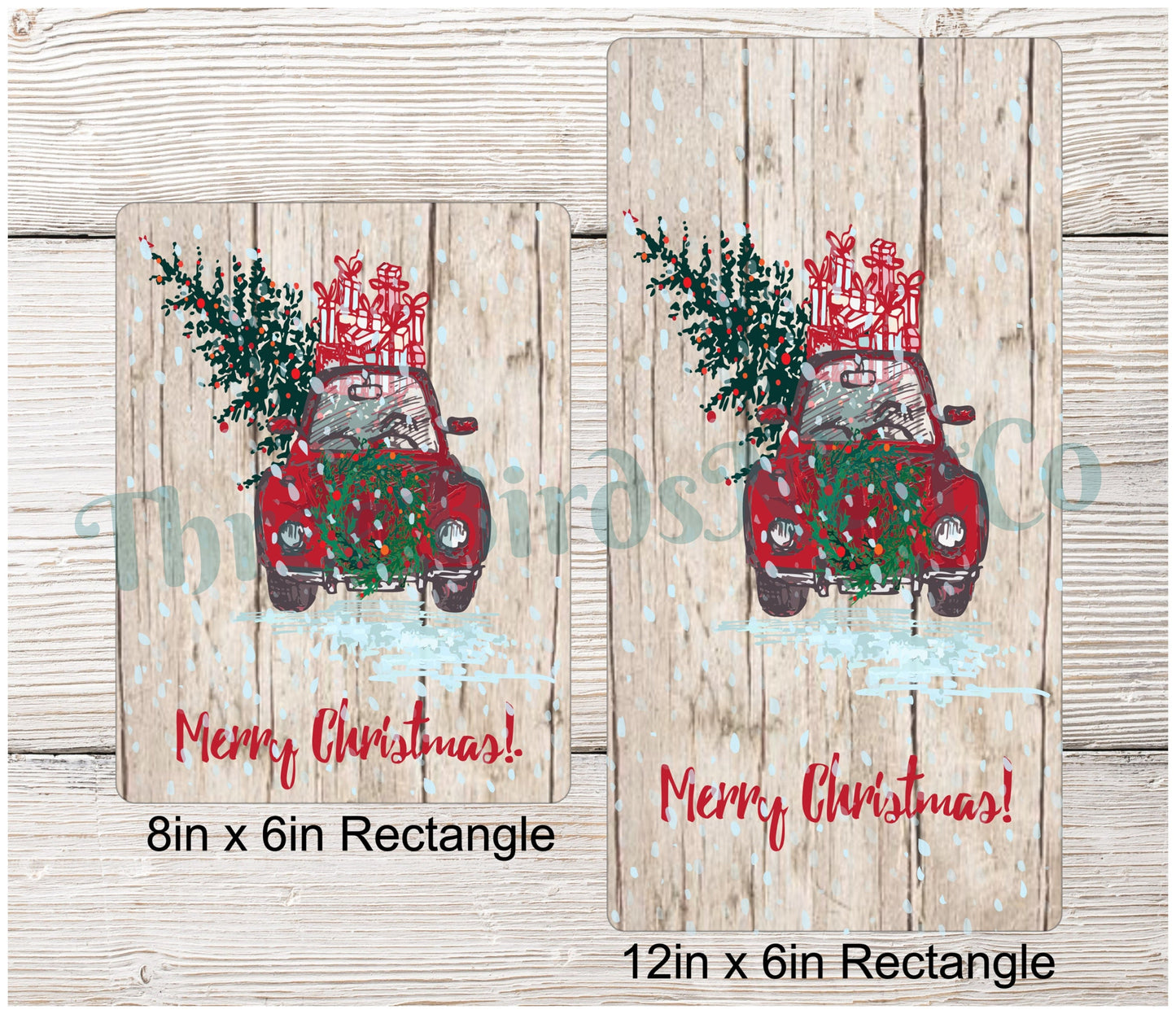 Snowy Red Truck Merry Christmas Sign