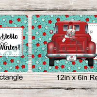 Red Snowman Winter Truck on Stars Sign