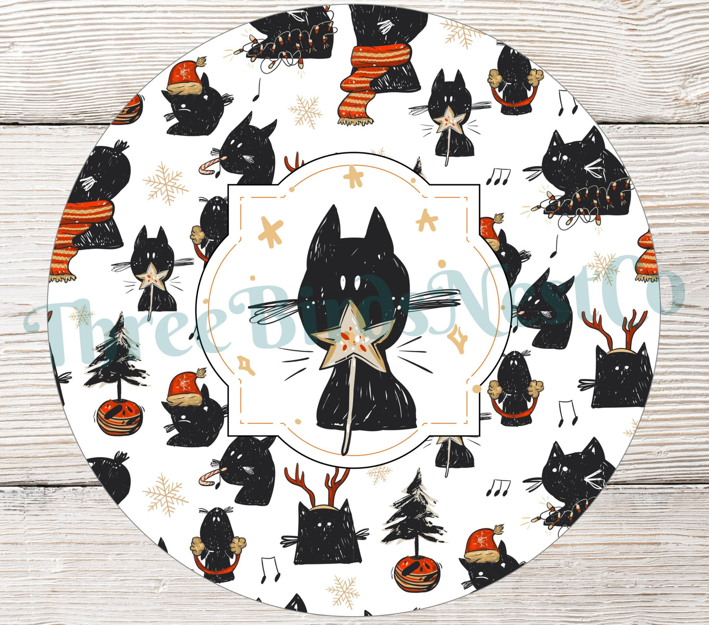 Rustic Black Christmas Cat Sign
