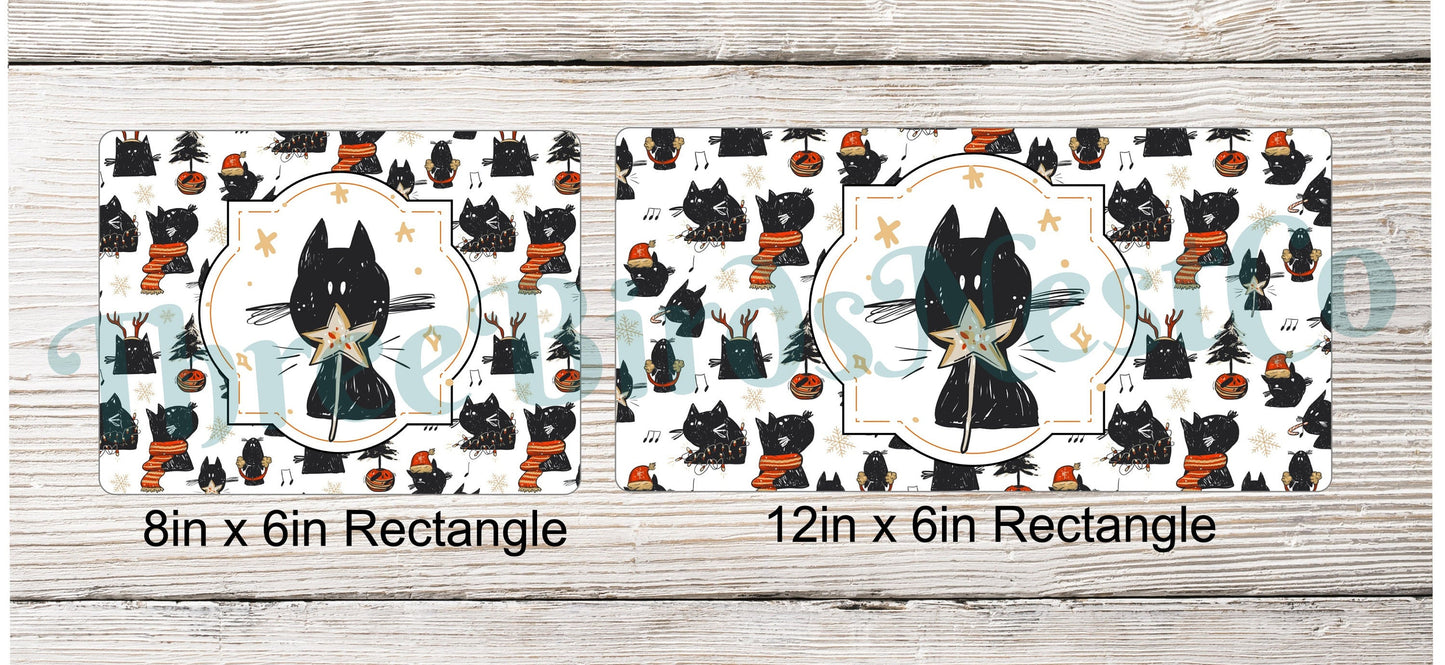 Rustic Black Christmas Cat Sign