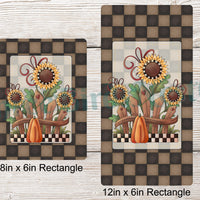Primitive Fall Sunflowers on Brown Check Sign