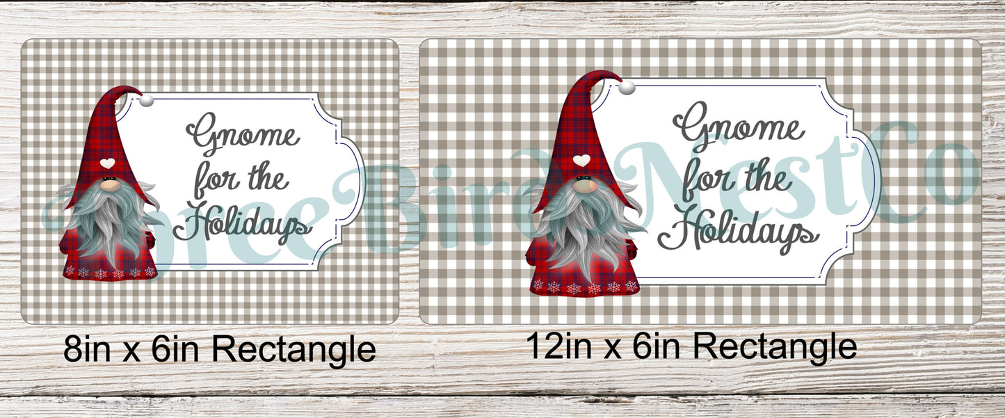 Gnome for the Holidays Plaid Gnome Sign