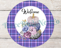 
              Purple Pastel Pumpkins Welcome Sign
            