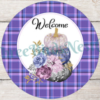 Purple Pastel Pumpkins Welcome Sign