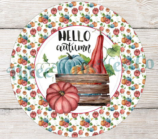 Hello Autumn Pumpkin Crate Sign