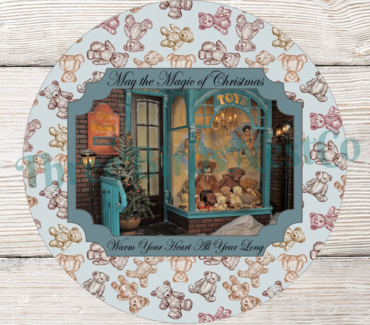 Teddy Bear Christmas Toy Shop Sign