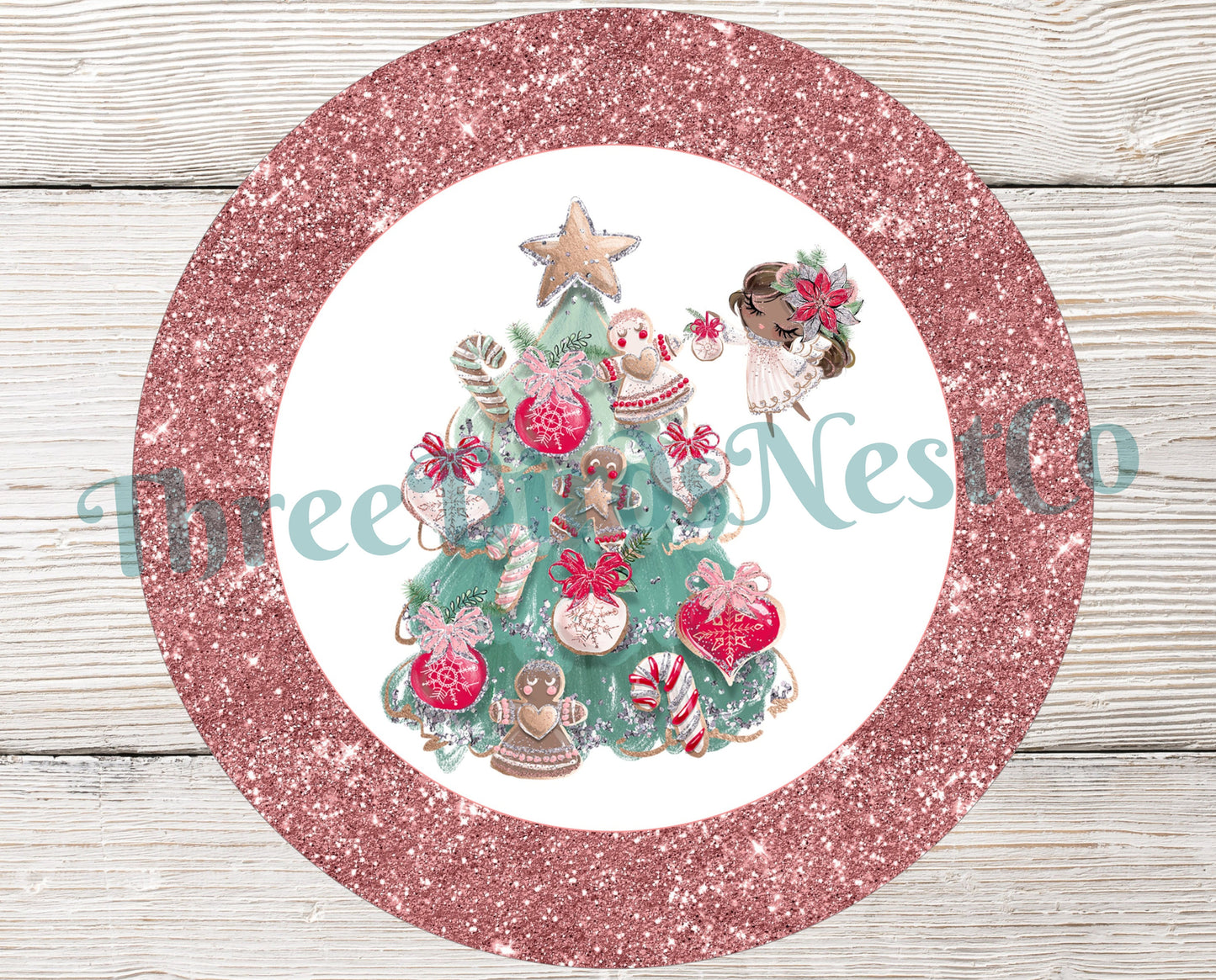 African American Angel and Christmas Tree Sign
