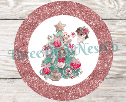 African American Angel and Christmas Tree Sign
