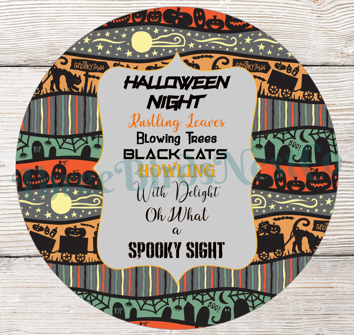 Halloween Wreath Signs - Black Cat Sign - Halloween Night - Black Cat Halloween - Spooky Sign - Halloween Signs